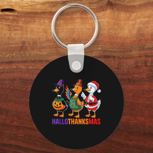 Happy Hallothanksmas Duck Lover Halloween Merry Ch Sleutelhanger (Voorkant)