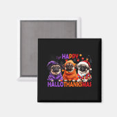Happy Hallothanksmas Funny Pug Halloween Thanksgiv Magneet (Voorkant / Achterkant)