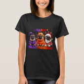 Happy Hallothanksmas Funny Pug Halloween Thanksgiv T-shirt (Voorkant)