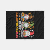 Happy Hallothanksmas Gnome Halloween Thanksgiving Fleece Deken (Voorkant (Horizontaal))