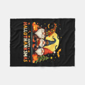Happy Hallothanksmas Gnomes Halloween Thanksgiving Fleece Deken (Voorkant (Horizontaal))