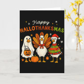 Happy Hallothanksmas Goose Halloween Thanksgiving Kaart (Gele Bloem)