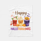 Happy Hallothanksmas Halloween Thanksgiving Xmas O Fleece Deken (Voorkant)