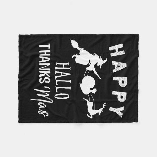Happy Hallothanksmas Halloween Witch Thanksgiving Fleece Deken (Voorkant (Horizontaal))