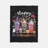Happy Hallothanksmas Koffie Lover Halloween Merry Fleece Deken (Voorkant)