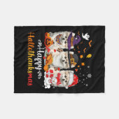 Happy Hallothanksmas Meranian Dog Halloween Christ Fleece Deken (Voorkant (Horizontaal))