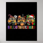 Happy Hallothanksmas School Bus Halloween Merry Ch Poster (Voorkant)