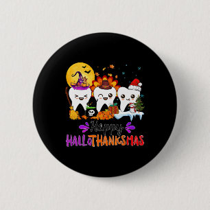 Happy Hallothanksmas Tanden Halloween Thanksgiving Ronde Button 5,7 Cm