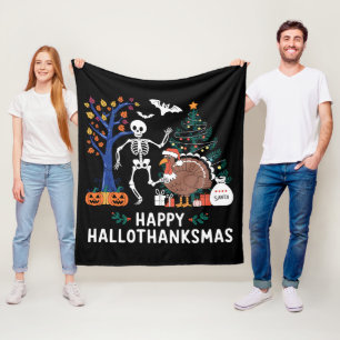 Happy Hallothanksmas Vakantie Seizoen Gift Herfst Fleece Deken