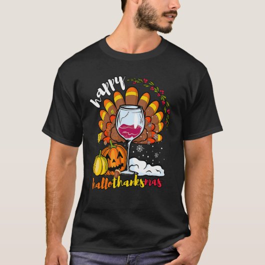 Happy HallowDankMas Wine Glass Thanksgiving Chris T-shirt (Voorkant)