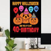 Happy Halloween 40th Birthday Poster (Thuiskantoor)