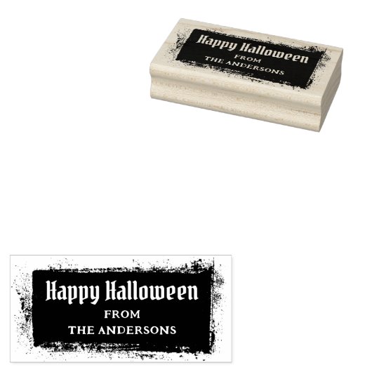 Happy Halloween aangepaste naam vuile gritty grung Rubberstempel (Gestempeld)