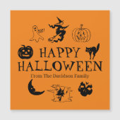 Happy Halloween aangepaste naam zwart-oranje magne (Voorkant)