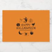 Happy Halloween aangepaste naam zwart-oranje spook Likeurfles Etiket (Enkel label)