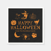 Happy Halloween aangepaste naam zwart sinaasappel Servet (Voorkant)