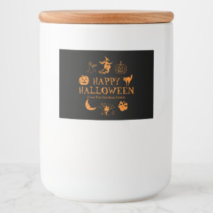 Happy Halloween aangepaste naam zwart sinaasappel Voedselcontainer Etiket