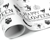 Happy Halloween aangepaste naam zwarte spooky Cadeaupapier (Rol Hoek)
