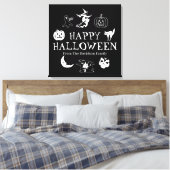 Happy Halloween aangepaste naam zwarte spooky deco Canvas Afdruk (Insitu (Slaapkamer))