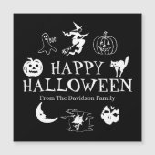 Happy Halloween aangepaste naam zwarte witte spook (Voorkant)