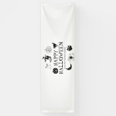 Happy Halloween aangepaste naam zwarte witte spook Spandoek (Verticaal)