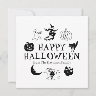 Happy Halloween aangepaste zwarte witte kaart