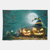 Happy Halloween Art Funny Jack O Lantern Halloween Theedoek (Horizontaal)