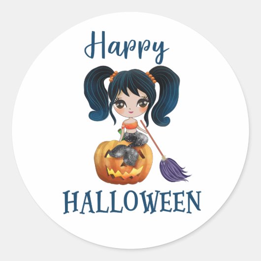Happy Halloween autocollant rond Girl Mermaid auto (Devant)
