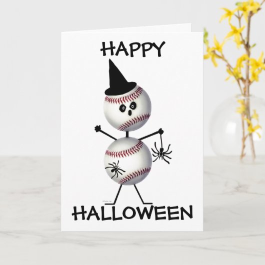 Happy Halloween Baseball Kaart (Gele Bloem)