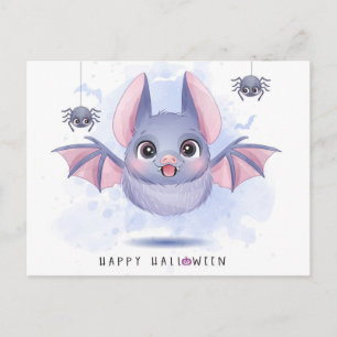 Happy Halloween Bat en Spiders Briefkaart