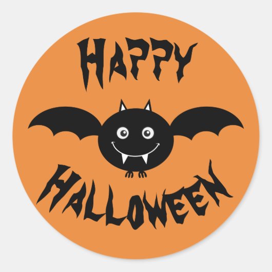 Happy Halloween Bat Ronde Sticker (Voorkant)