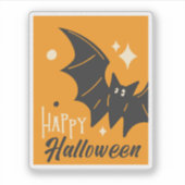 Happy Halloween Bat Sinaasappel Schattige Funny Sticker (Voorkant)
