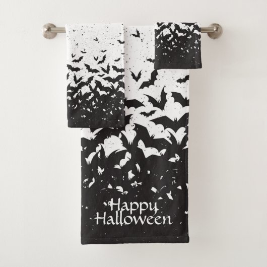 Happy Halloween Bats Bath Towel set Bad Handdoek (Insitu)