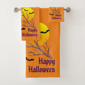 Happy Halloween Bats en de maan Bad Handdoek