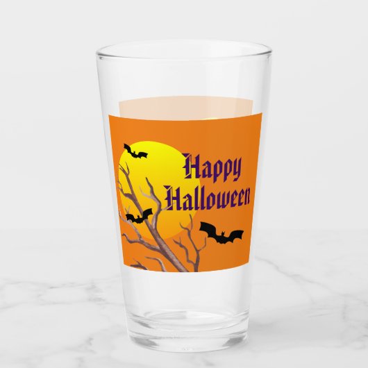 Happy Halloween Bats en de maan Glas (Voorkant)