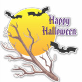 Happy Halloween Bats en de maan Sticker (Voorkant)