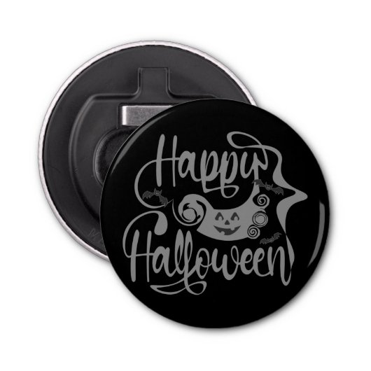 Happy Halloween bats jack o lantern Button Flesopener (Voorkant)