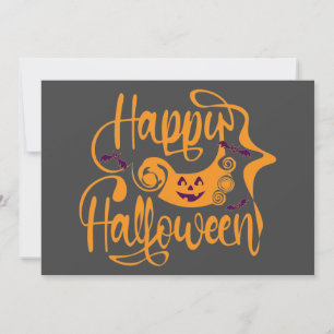 Happy Halloween bats jack o lantern Kaart