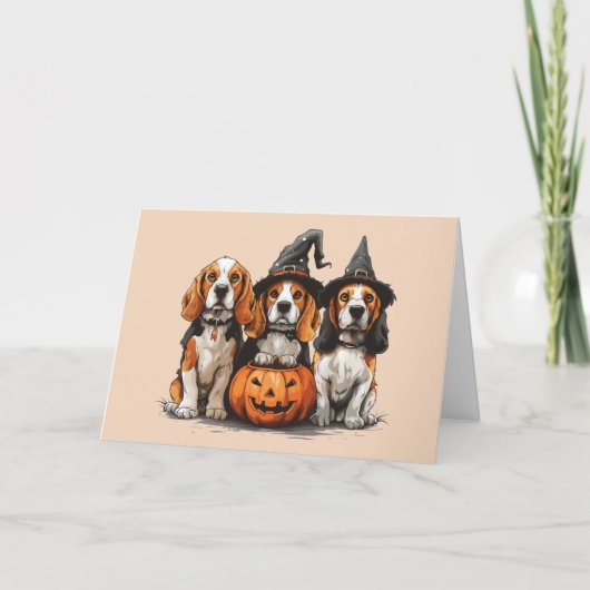 Happy Halloween Beagle Honden Jack O Lantern Kaart (Voorkant)