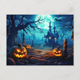 Happy Halloween   Begraafplaats spookachtig Briefkaart