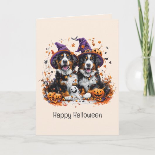 Happy Halloween Berner Mountain Dogs Feestdagen Kaart (Voorkant)
