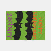 Happy Halloween Black Bats op Green Personalized Fleece Deken (Voorkant (Horizontaal))