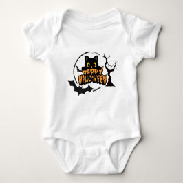 Happy Halloween Black Cat & Bats Romper