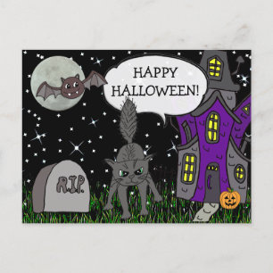Happy Halloween Black Cat Briefkaart