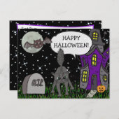 Happy Halloween Black Cat Briefkaart (Voorkant / Achterkant)