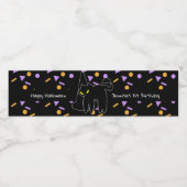 Happy Halloween Black Cat Confetti Birthday Waterfles Etiket (Enkel label)