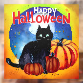 Happy Halloween Black Cat en Pumpkins Raamsticker (Vel 2)