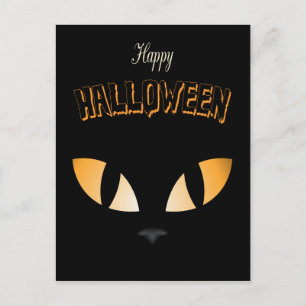 Happy Halloween Black Cat Eyes Briefkaart