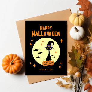 Happy Halloween Black Cat gepersonaliseerd Feestdagenkaart