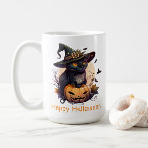 Happy Halloween Black Cat Jack-o-Lantern Koffiemok