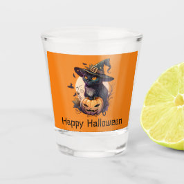 Happy Halloween Black Cat Jack-o-Lantern Sinaasapp Shot Glas